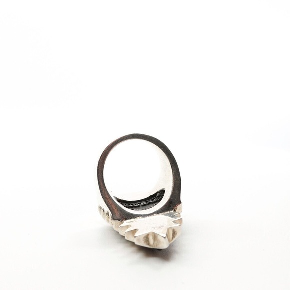 King Baby Studio Carved Jet Arrowhead In Sawtooth Ring Fine Silver .925 Size 7 - Picture 10 of 12